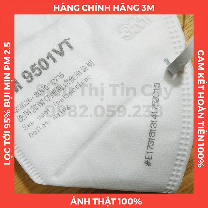 HÀNG CHÍNH HÃNG - Khẩu trang 3M 9501VT, khẩu trang N95 có van thở, lọc tới 95% bụi mịn PM2.5 có hại, chống ung thư phổi | BigBuy360 - bigbuy360.vn