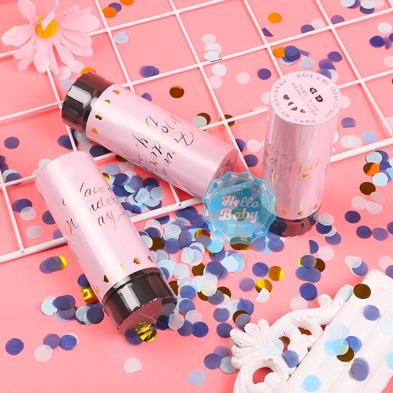 Phụt giấy mini trang trí party, tiệc sinh nhật, đầy tháng, đám cưới, khai trương