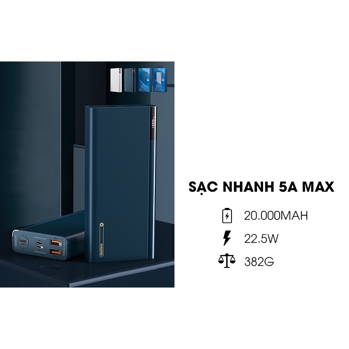 [Mã 153ELSALE2 giảm 7% đơn 300K] Pin sạc dự phòng 20.000mAh Remax RPP-108 Sạc Nhanh