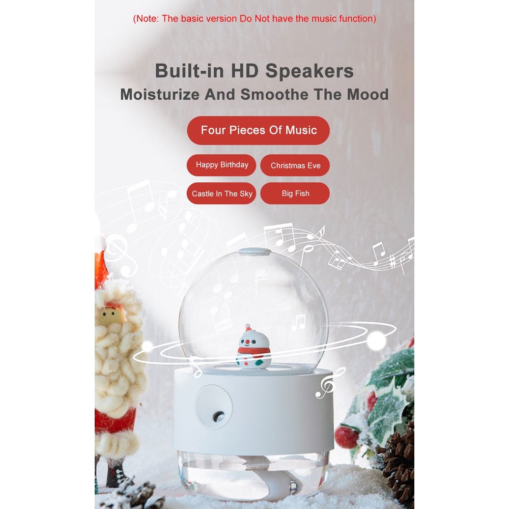 Máy phun sương nano UARELIFFE 3 trong 1 có nhạc hình quả cầu tỏa ánh sáng trong đêm