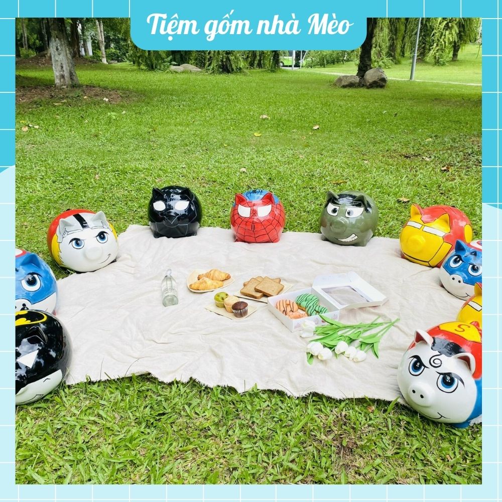 Heo Đất Tiết Kiệm Siêu Anh Hùng, Lợn Đất Tiết Kiệm Gốm Sứ Bát Tràng Cho Bé