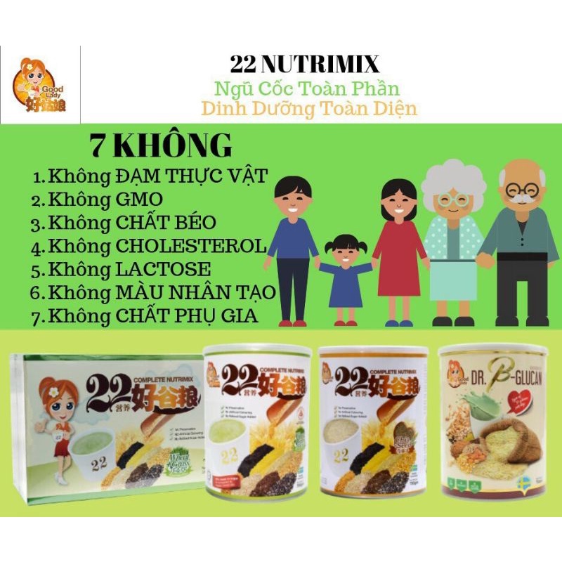 [22 LOẠI HẠT] Bột ngũ cốc dinh dưỡng Singapore 22 Nutrimix Complete Chia seed 750g (hạt chia)
