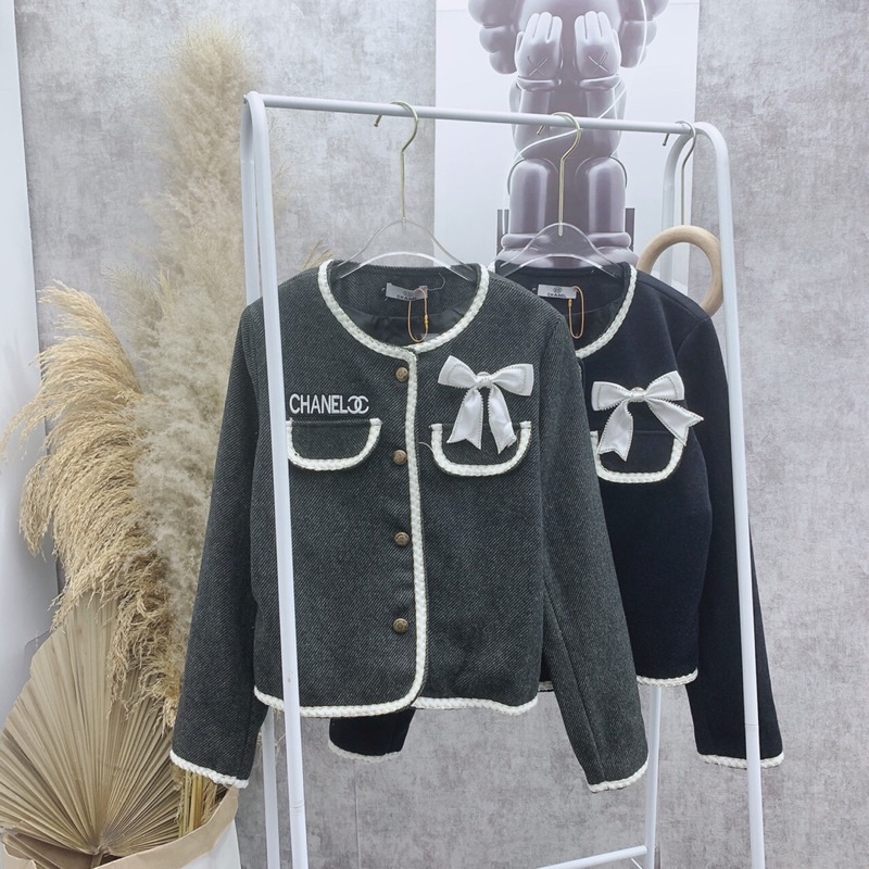 Áo khoác dạ nơ chanel | BigBuy360 - bigbuy360.vn
