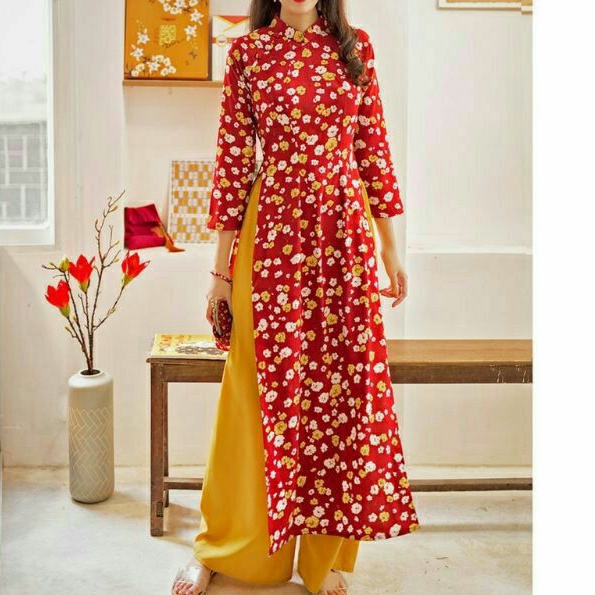 BỘ ÁO DÀI HOA NHÍ XINH