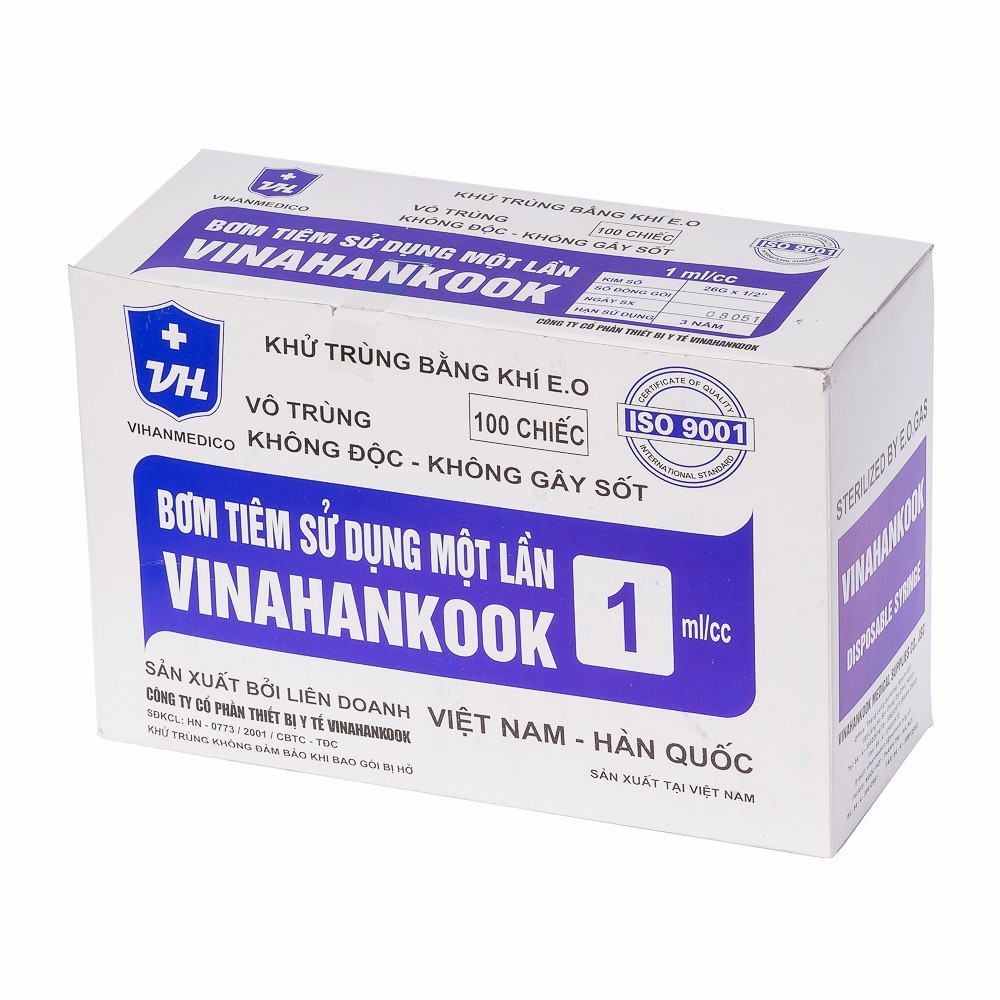 Bơm tiêm Vinahankook 3ml/cc (25G), 10ml/cc (23G), 20ml/cc (23G),