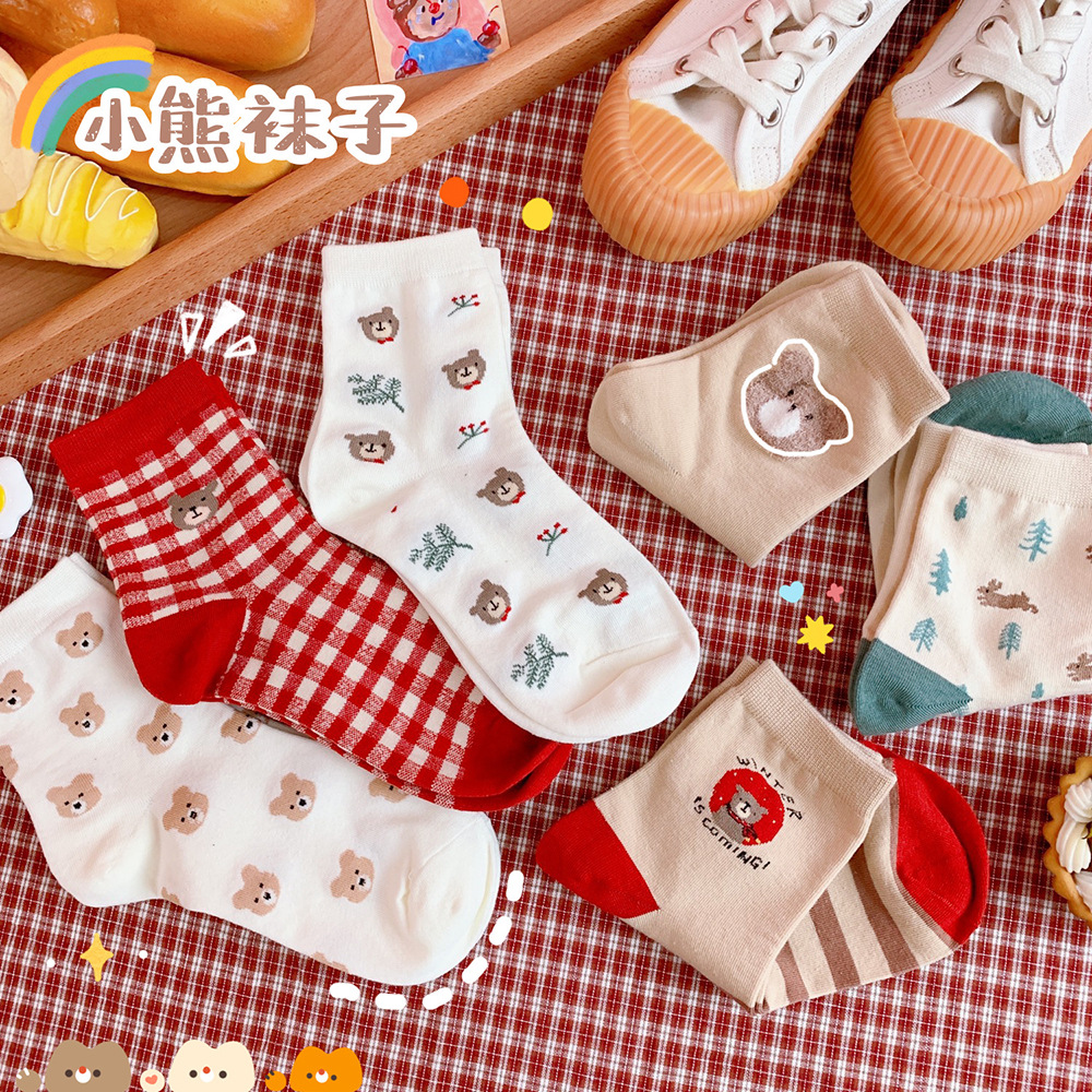 Tất vớ nữ hình mặt gấu dễ thương
