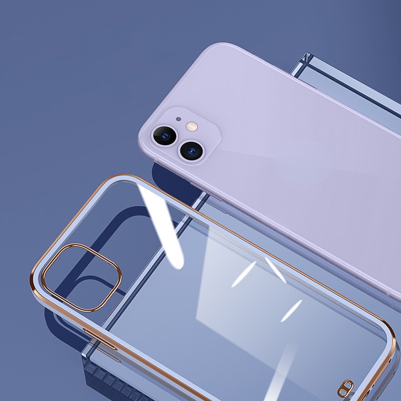 Ốp Điện Thoại TPU Trong Suốt Mạ Viền Cho iPhone 13 12 11 Pro Max 12Pro 12 Mini Xs Max XR X 7 8 SE 2020