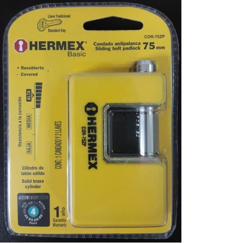 Ổ khoá cầu ngang hợp kim chống cắt 75mm Hermex 23524 COR-75ZP - 23524