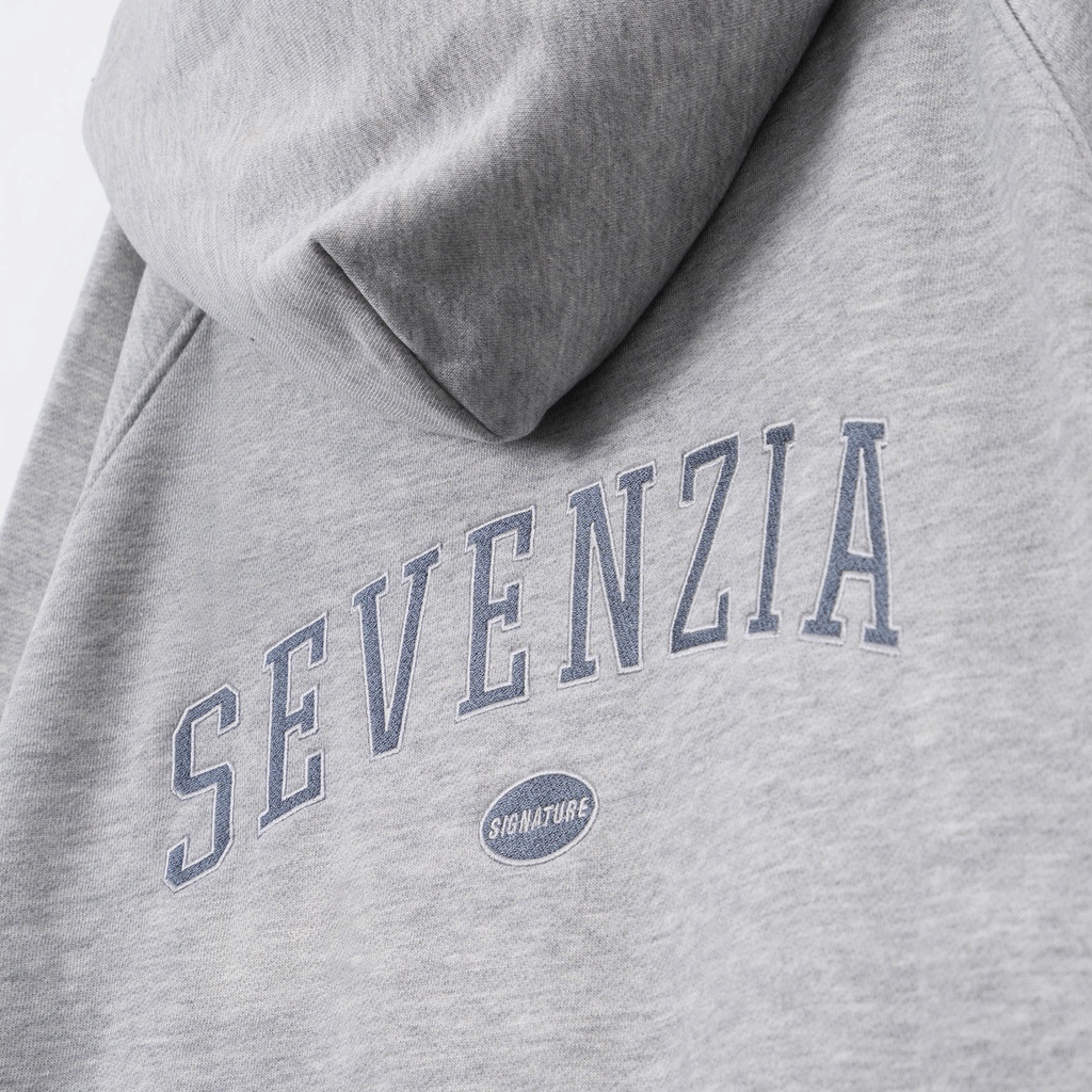 Áo khoác Zipper Hoodie "SEVENZIA Signature" Heather Gray