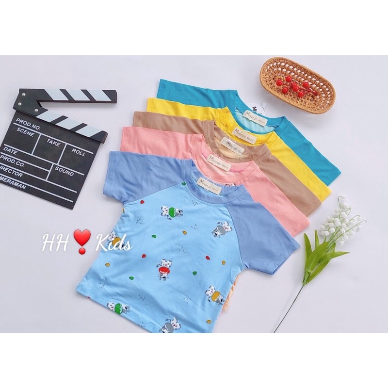 Bộ cộc thun lạnh bò sữa tay phối màu chất mềm mát cho bé