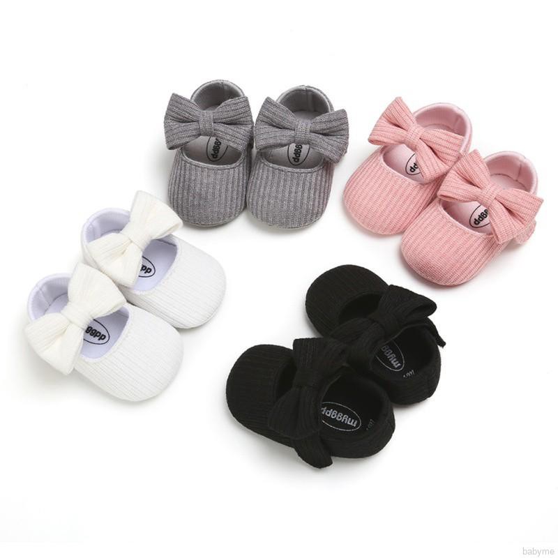 Babyme Autumn Baby Girl Anti-Slip Casual Walking Shoes Bow Sneakers Soft Soled First Walkers