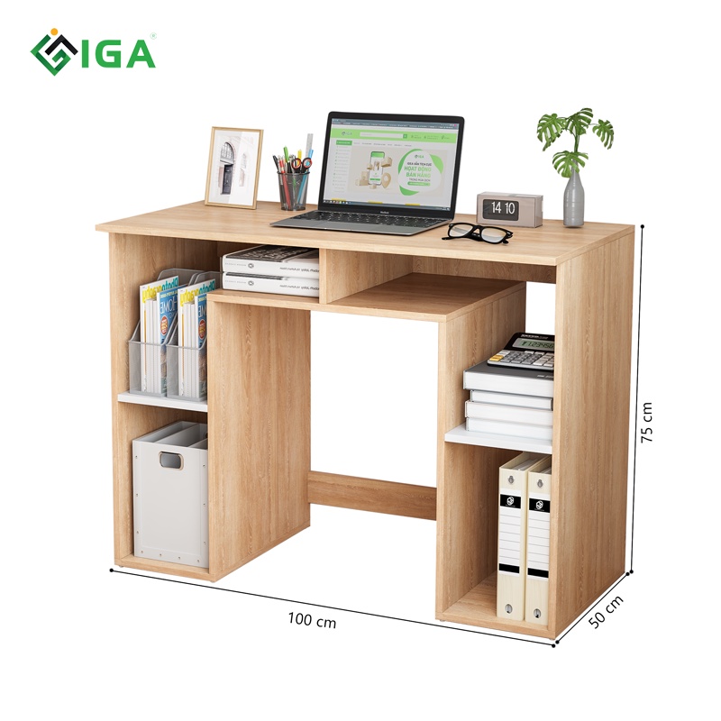 Bàn làm việc máy tính, bàn học có kệ sách để PC hiện đại thông minh chính hãng- GP231.31