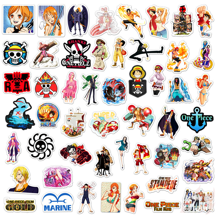 Set 50 Miếng Dán Trang Trí Hình Nhân Vật One Piece Series 05 Thuyền 2021 Chống Thấm Nước Diy
