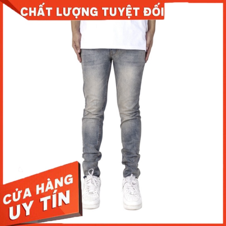 Quần jean nam streetwear cao cấp FNOS NZ21 màu xanh wash bụi form slimfit jean co giãn - Hàng nhập khẩu