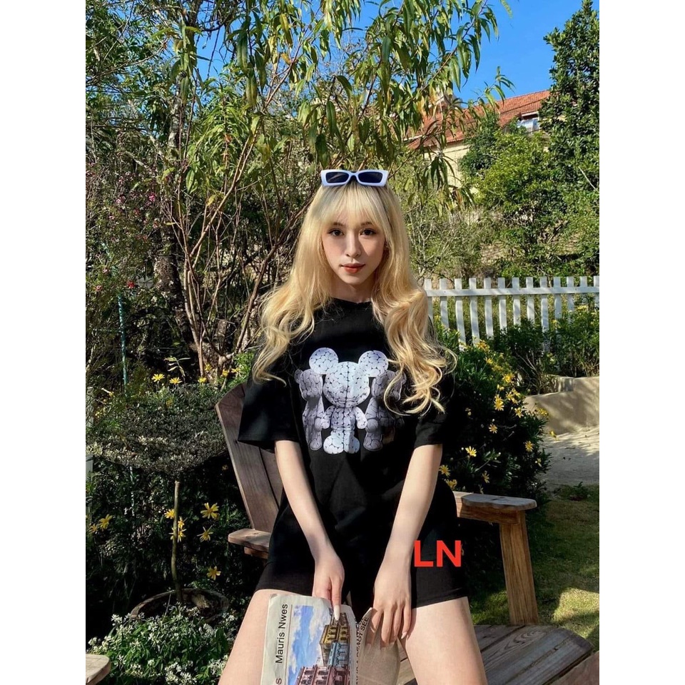 Áo phông nam nữ unisex tay lỡ 3 Con GẤU hình in 5D  áo thun form rộng cổ tròn phong cách teen