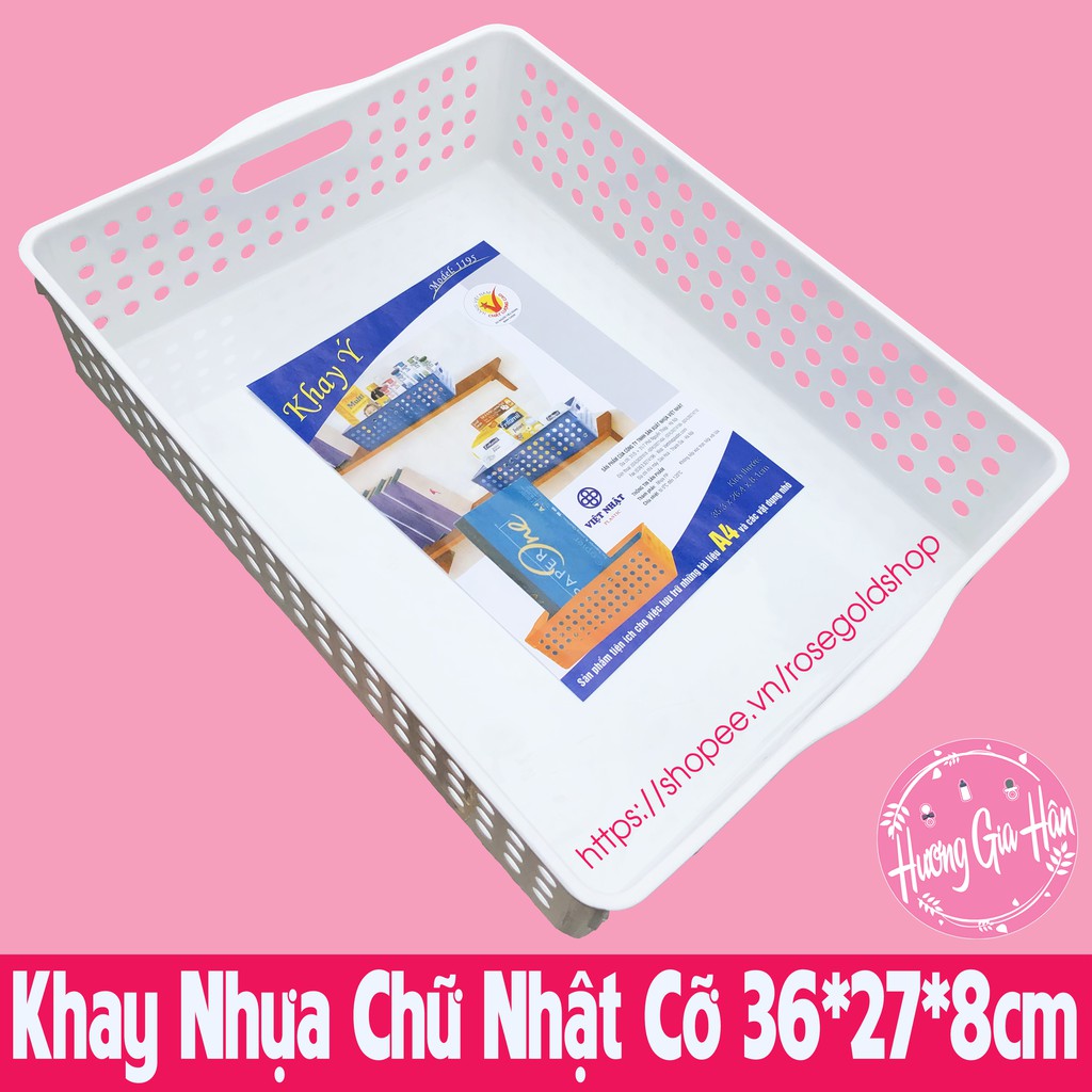 Khay Nhựa Chữ Nhật, Rổ Nhựa Cỡ A4,B5 (36*27*8cm) Nhựa Việt Nhật - Rổ Nhựa Đa Năng Nhiều Màu