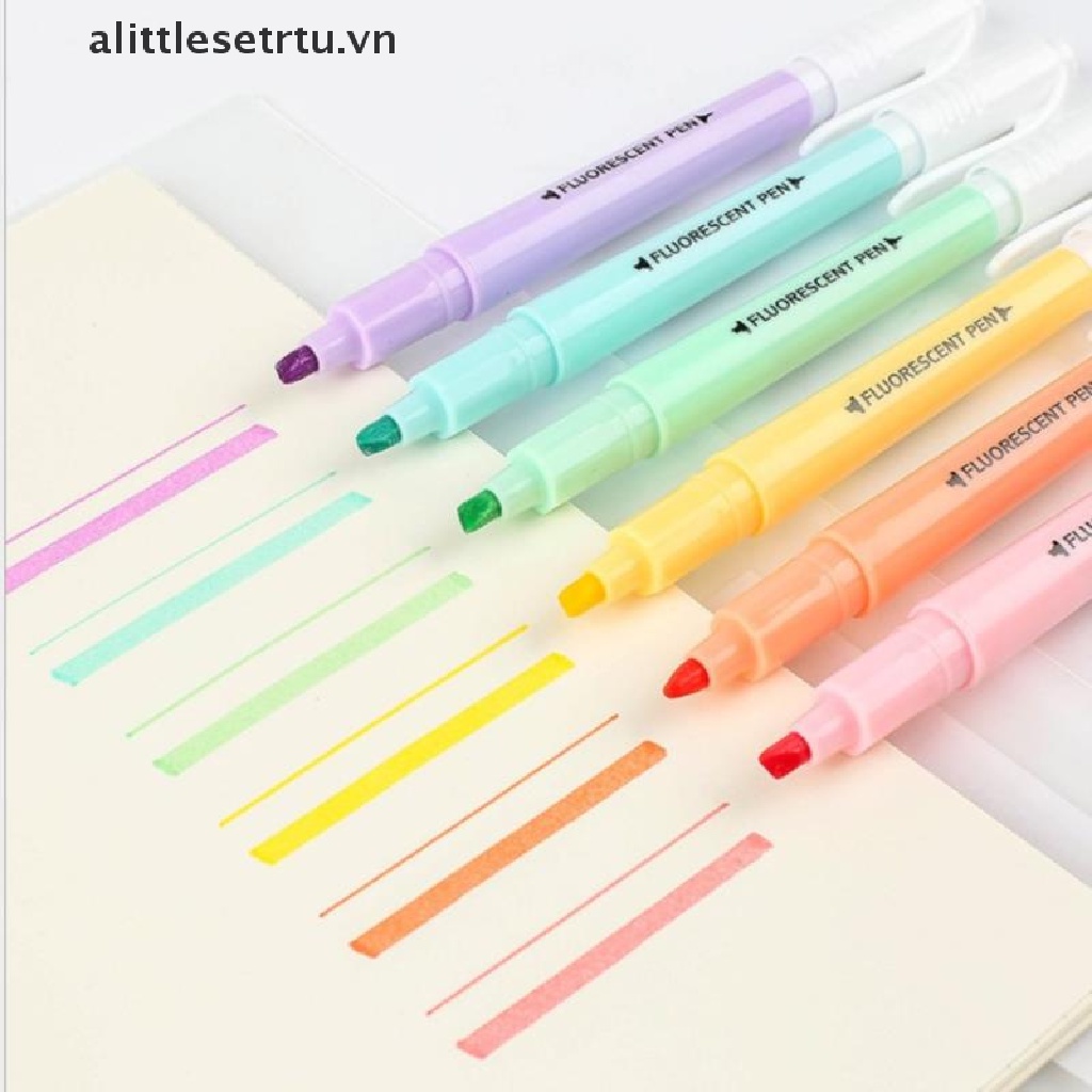 Set 6 bút đánh dấu hai đầu huỳnh quang