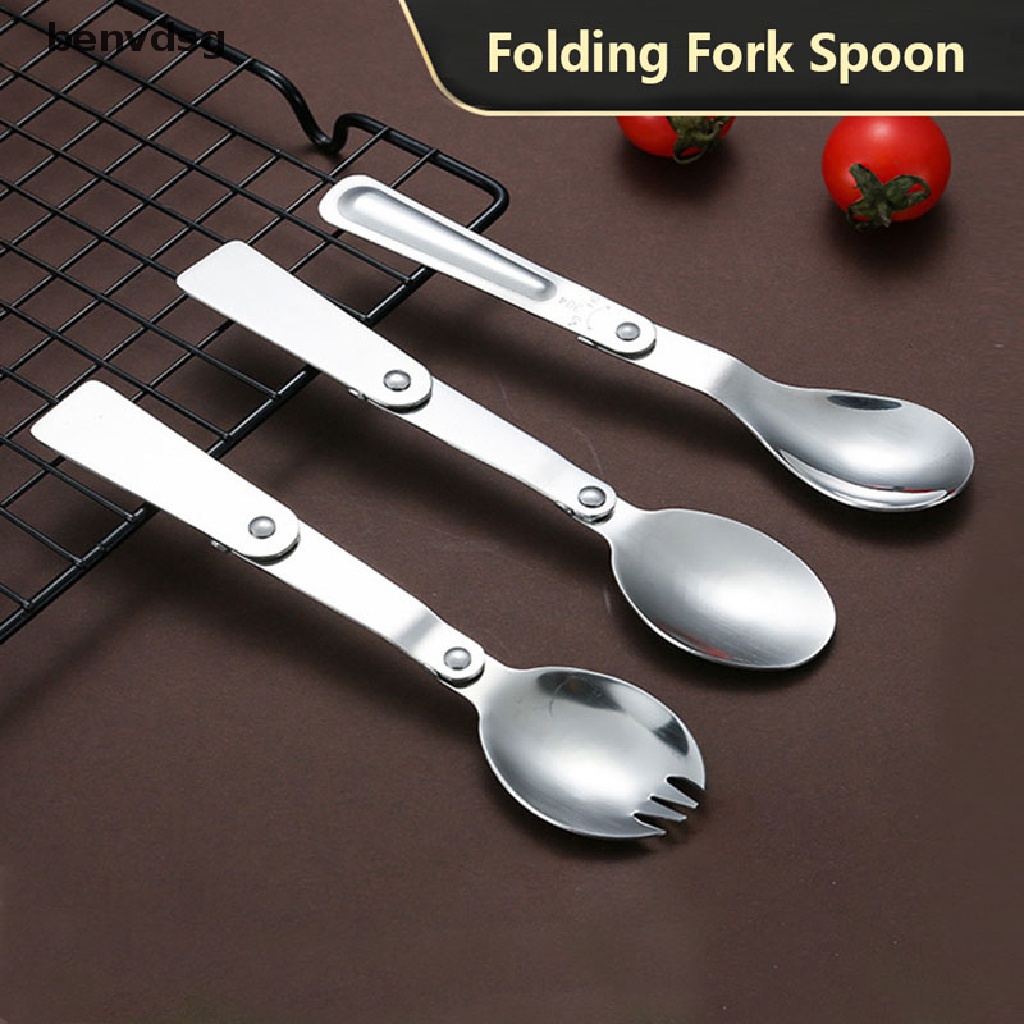 Muỗng/Nĩa gấp bằng thép không gỉ tiện dụng cho cắm trại/đi du lịch