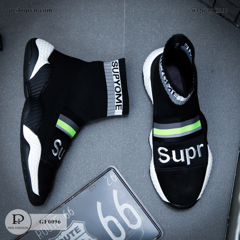 Giày nam sneaker kiểu dáng cổ cao thời trang hàn quốc chất liệu vải dệt GF0096