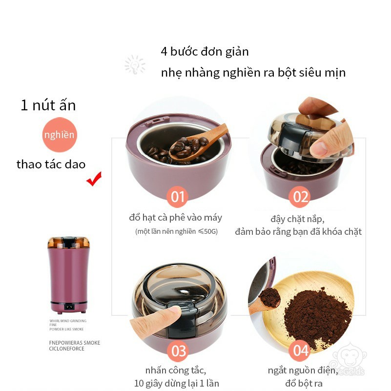 Máy Xay Hạt Khô, Máy Xay Bột Ngũ Cốc, Cafe, Thảo Dược, Các Loại Hạt Cực Nhanh