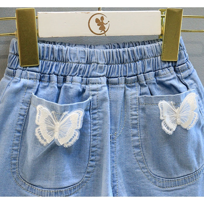 Quần Short Denim Dáng Rộng Viền Ren Phong Cách Hàn Quốc Thời Trang Mùa Hè Hàng Mới Phong Cách Hàn Quốc Cho Bé Gái