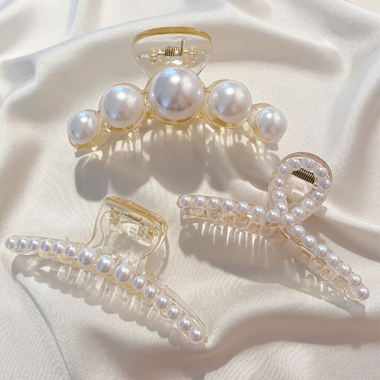 Korean Fashion Bowknot Pearl Claws Clips Temperament Sweet Simple Hairpin Hair Accessories Headdress