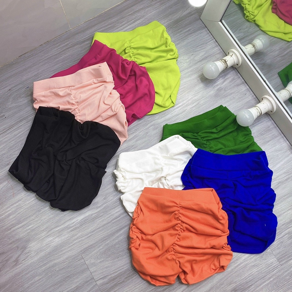 Quần đùi thun nhúm 2 bên trơn cực xinh , chất thun bozip dày dặn co giãn