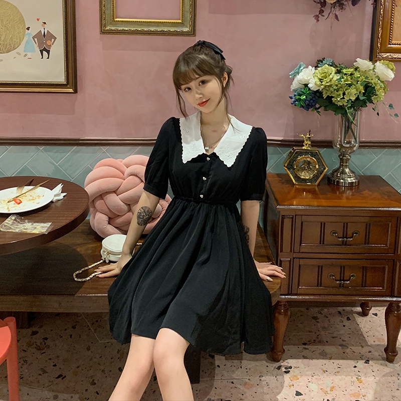 Đầm Mùa Hè Tay Lửng Ôm Eo Kiểu Pháp Cỡ Lớn M-4xl Cho Nữ