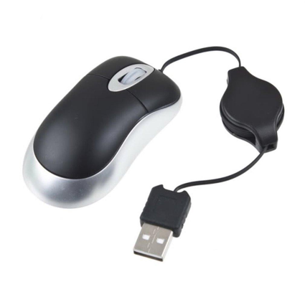 Mini Retractable USB Optical Scroll Wheel black Mouse for PC Laptop Noteboo?k