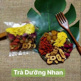 Trà dưỡng nhan 10 gói gồm long nhãn, táo lát,kỷ tử,hoa hồng,hoa cúc.