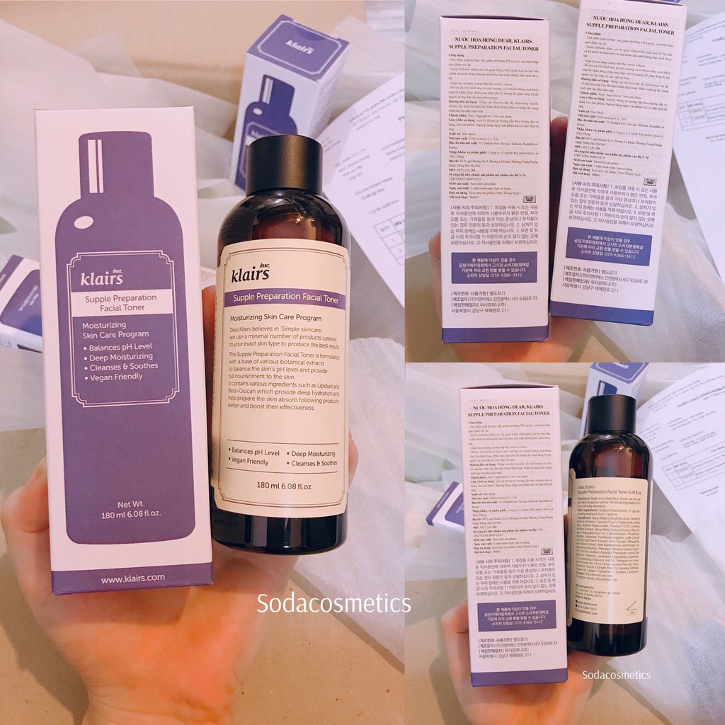 Nước hoa hồng Klairs Supple Preparation Toner 180ml