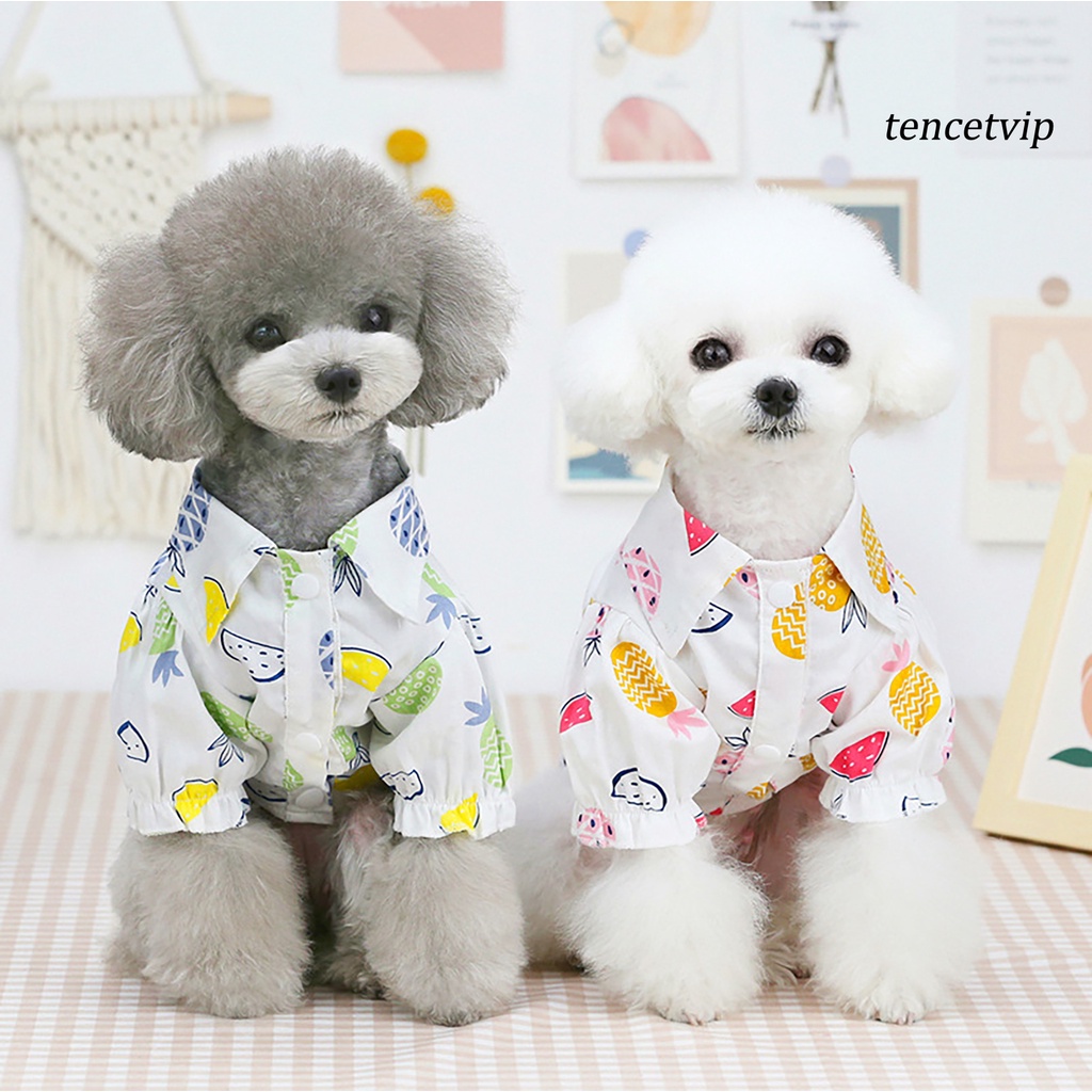 Áo Thun Cotton In Họa Tiết Trái Cây Hai Chân Cài Nút Cho Thú Cưng