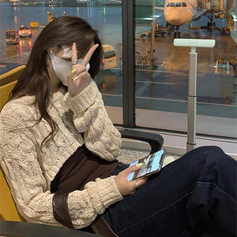 Áo khoác croptop nu Áo Len Hai Dây Dệt Kim Dáng Ngắn Phong Cách Hàn Quốc Thời Trang Mùa Thu Cho Nữ