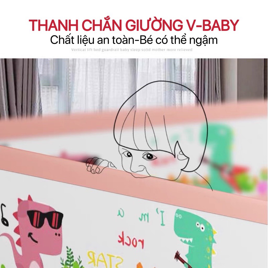 Thanh Chắn Giường, Thanh Chặn Giường V-Baby Khủng Long (1 THANH CHẮN 1 MẶT)