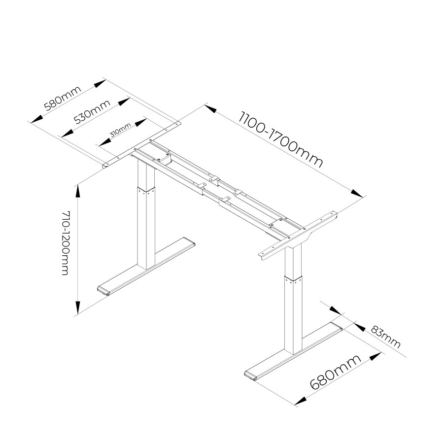 Bàn Nâng Hạ Ergonomic Flexispot ET268  - Động cơ điện, Nâng hạ 71-121cm, Tải 100Kg