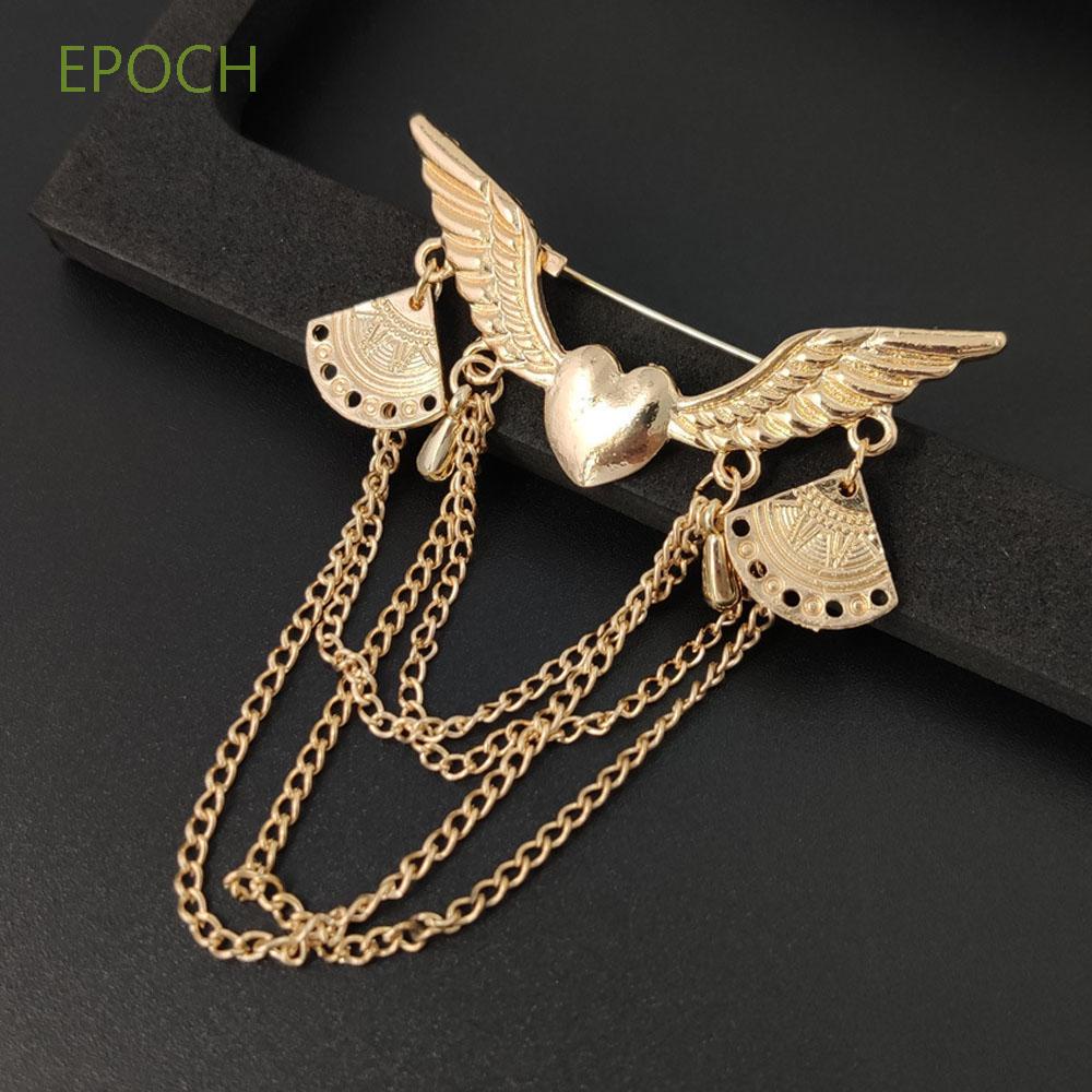 Epoch Ghim Cài Áo Hình Trái Tim Phối Tua Rua Phong Cách Vintage Anh Quốc Thời Trang