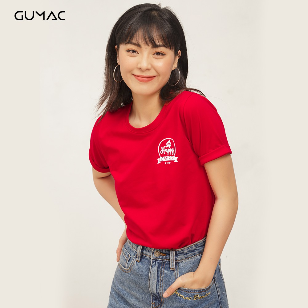 Áo thun in happy GUMAC ATA446_DO | BigBuy360 - bigbuy360.vn