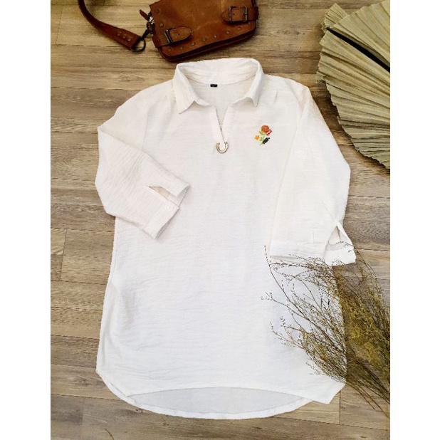 H&N 2hand shop: SALE áo sơmi trắng tuyển vải dập gân đẹp, họa tiết thêu tay #handmade
