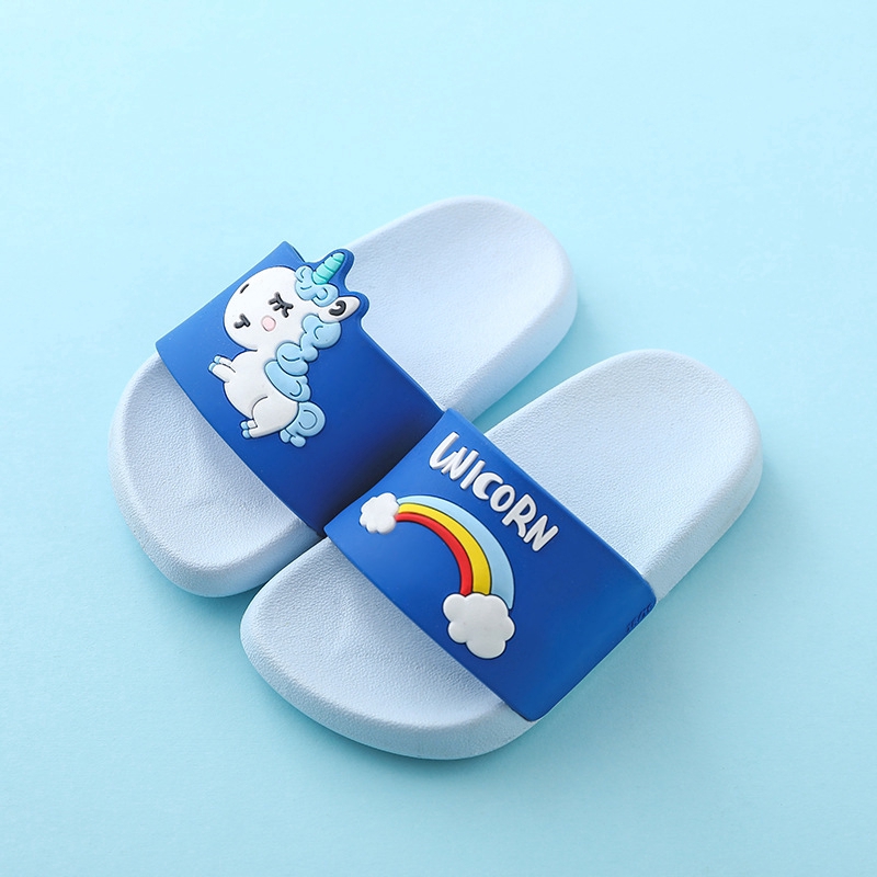 Size 18-41 Kids Cute Unicorn Cartoon Slippers Boy Girls Rainbow Pony Non-slip Slipper Homewear Shoes