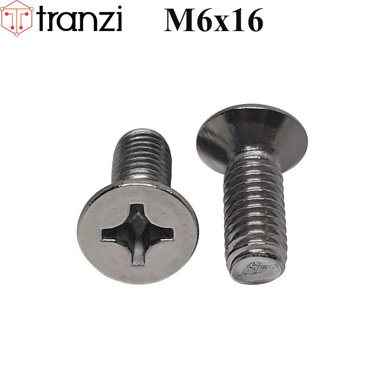 Vít bake đầu bằng thân bu lông inox 304 M6x16 - túi 10 cái