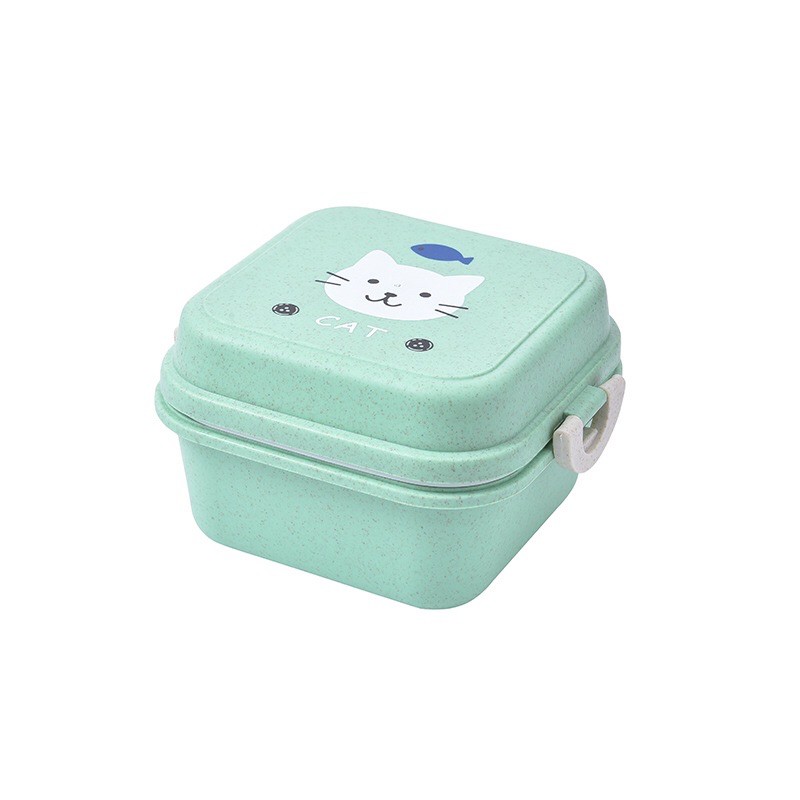 Hộp Cơm Lúa Mạch 2 Tầng Ngăn In Thỏ Mèo | BigBuy360 - bigbuy360.vn