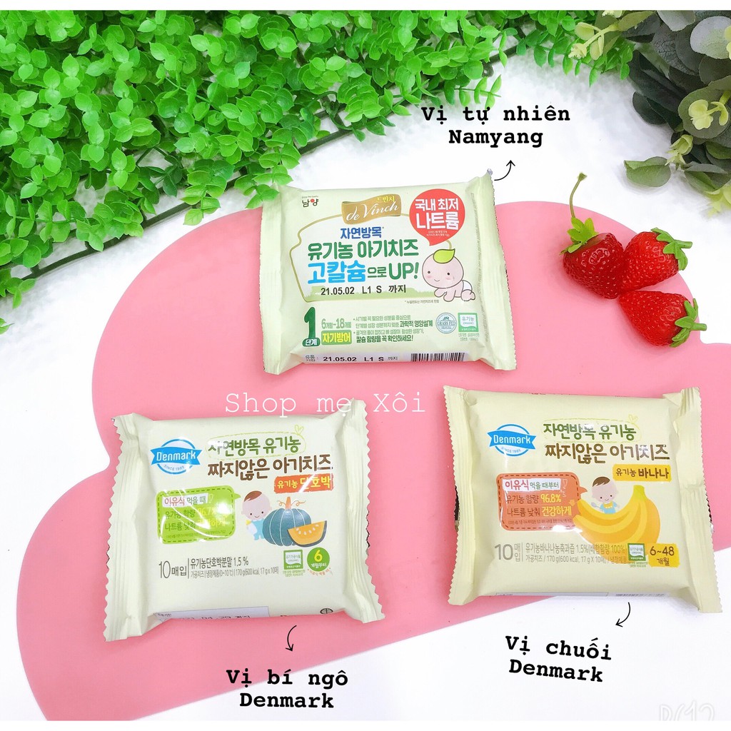 Phô mai hữu cơ tách muối DENMARK Hàn Quốc gói 10 miếng (có kèm đá khô)