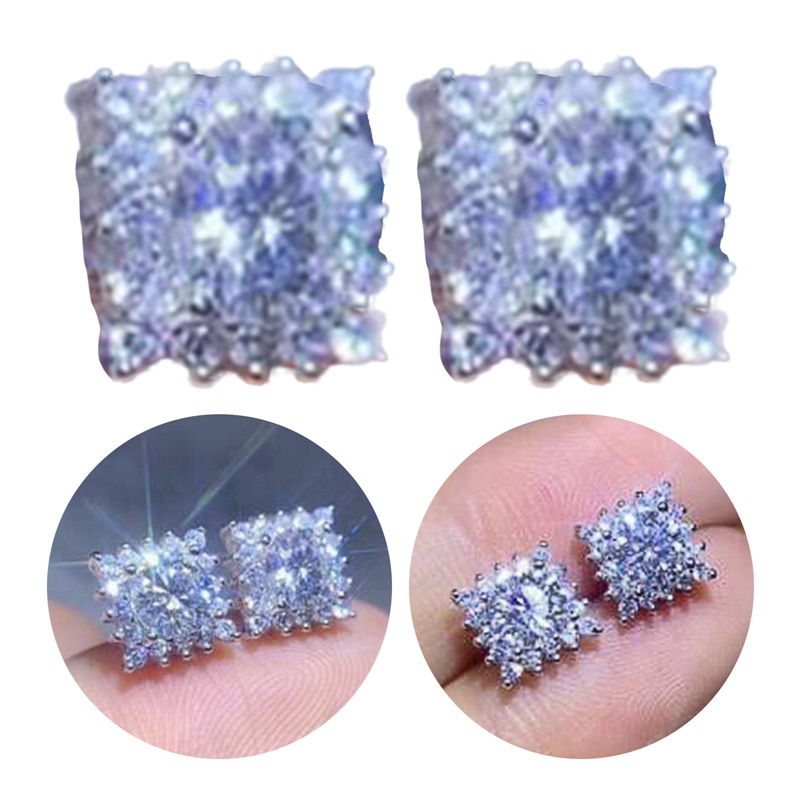 Khuyên Tai Hình Vuông Đính Đá Zircon Phong Cách Mới Cho Nữ