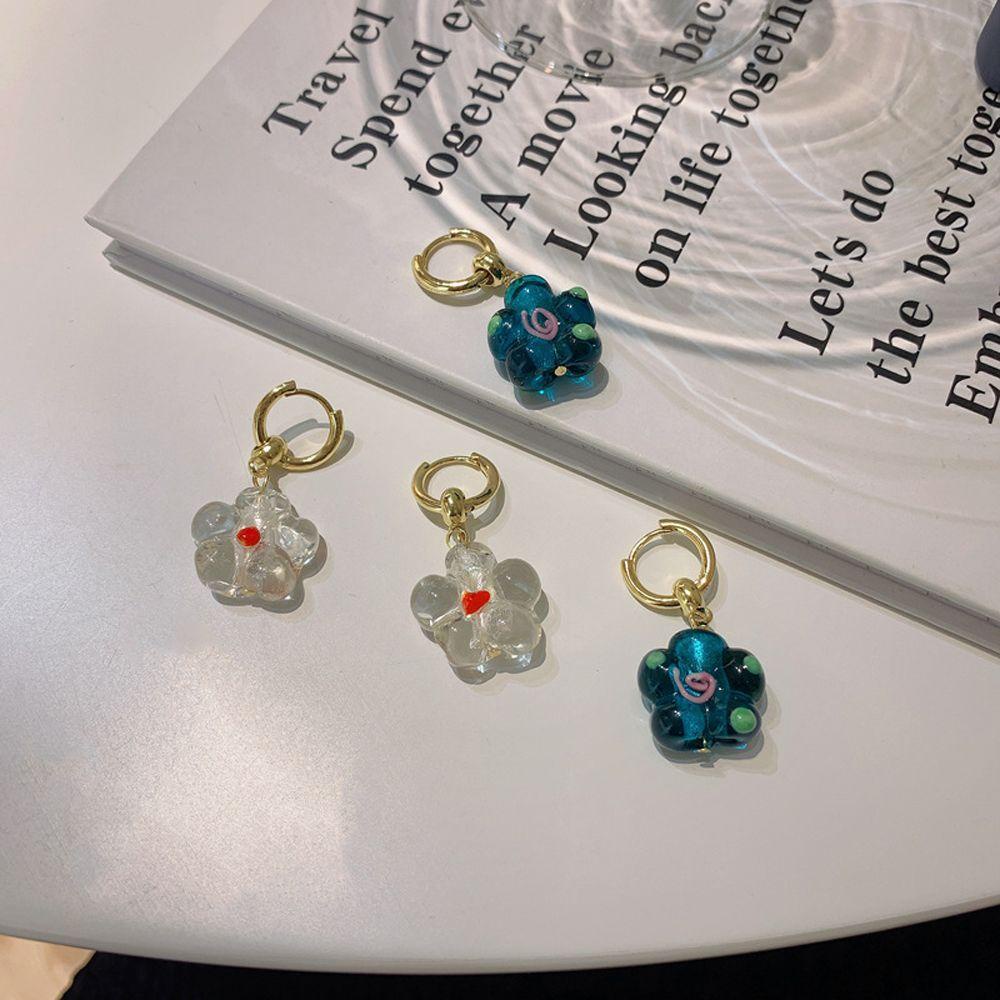 Bông Tai Dáng Dài Trong Suốt Phong Cách Retro Thanh Lịch Cho Nữ