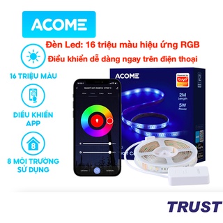 Đèn Led dây 2m RGB 16 triệu màu- Dây đèn Led thông minh dán tường đổi màu sắc tự động, điều khiển qua điện thoại - AL03