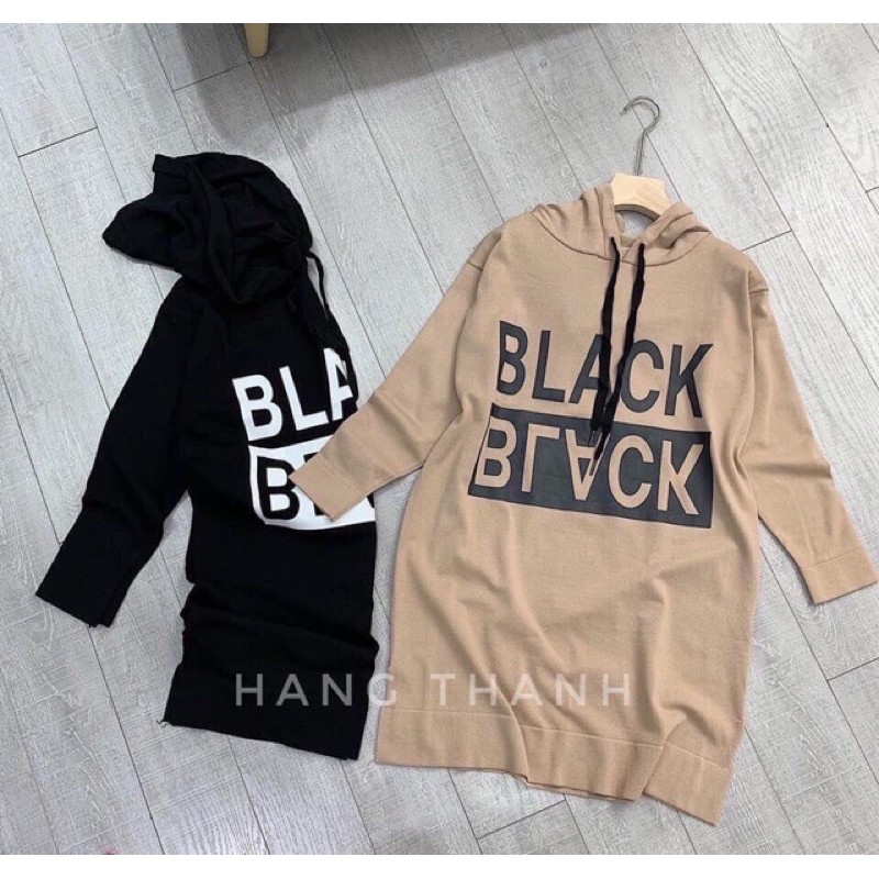 Váy suông hoodie Black trend