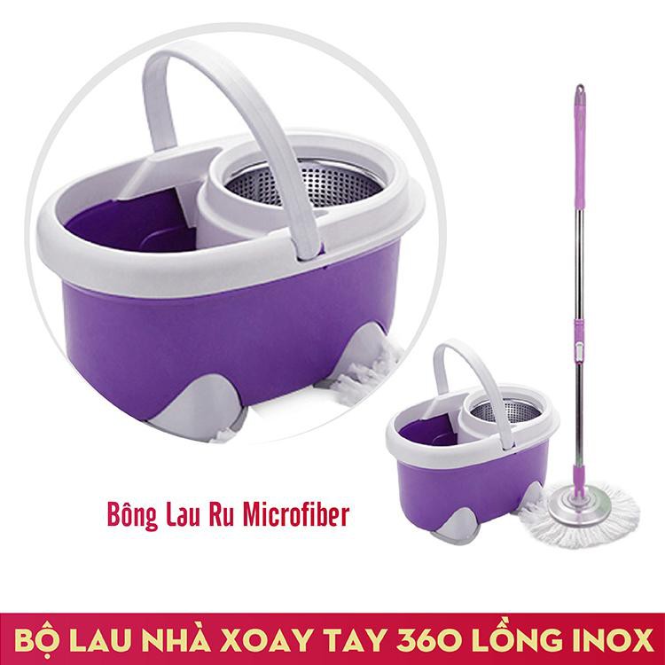 BỘ CÂY LAU NHÀ XOAY TAY LỒNG INOX 360 FUJISHI SPEED MOP