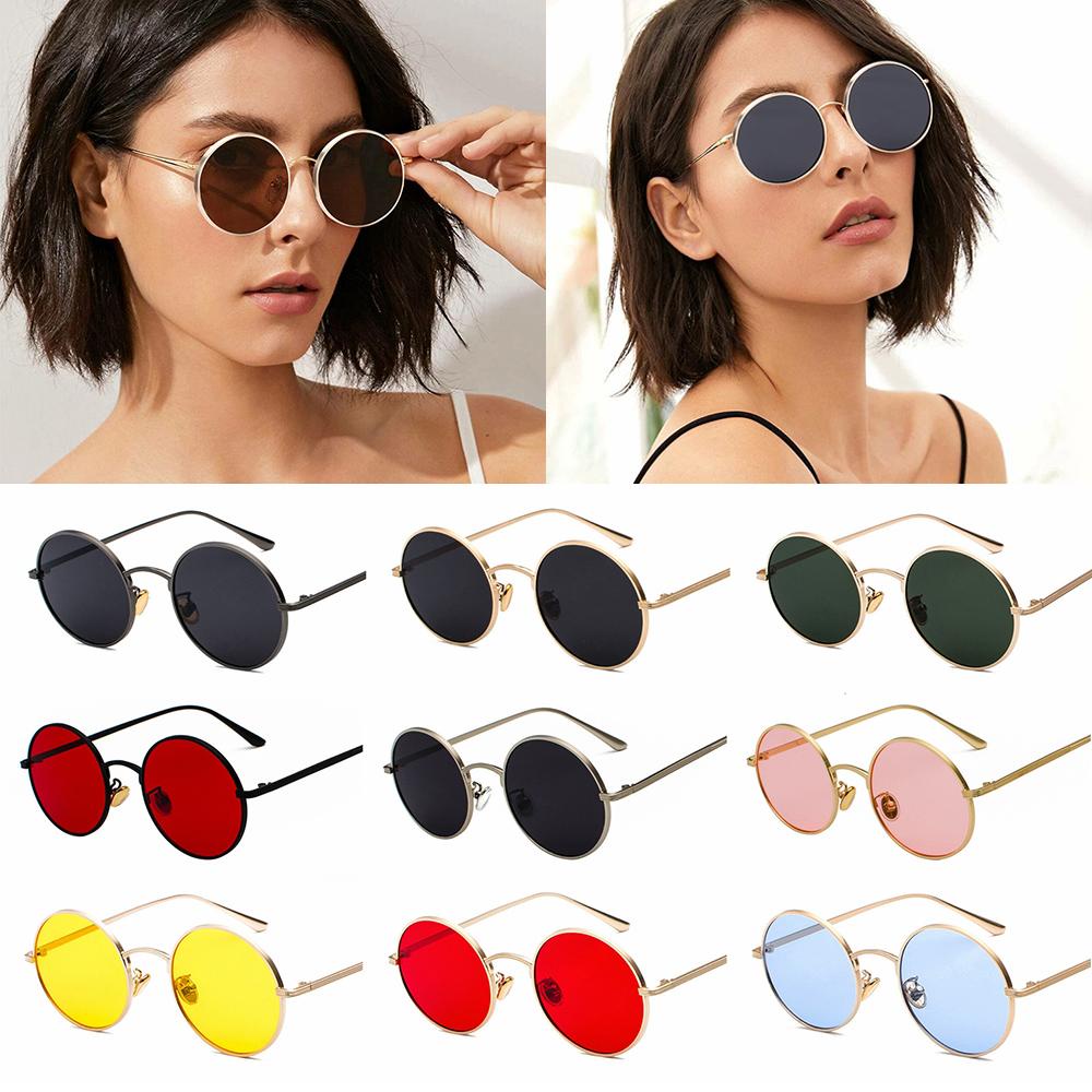 Kính Mát Gọng Kim Loại Tròn Phong Cách Vintage Thời Trang Unisex
