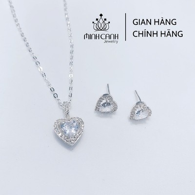 Bộ Trang Sức Bạc Nữ Hình Trái Tim Đính Đá - Minh Canh Jewelry