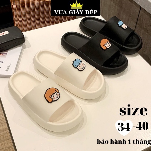 Dép bánh mì quai ngang nam nữ đế cao hình cặp đôi size từ 35 đến 40